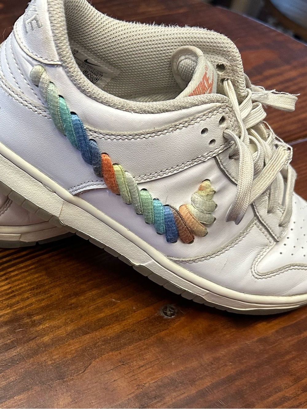 Nike Dunk Low SE Rainbow Lace Swoosh White